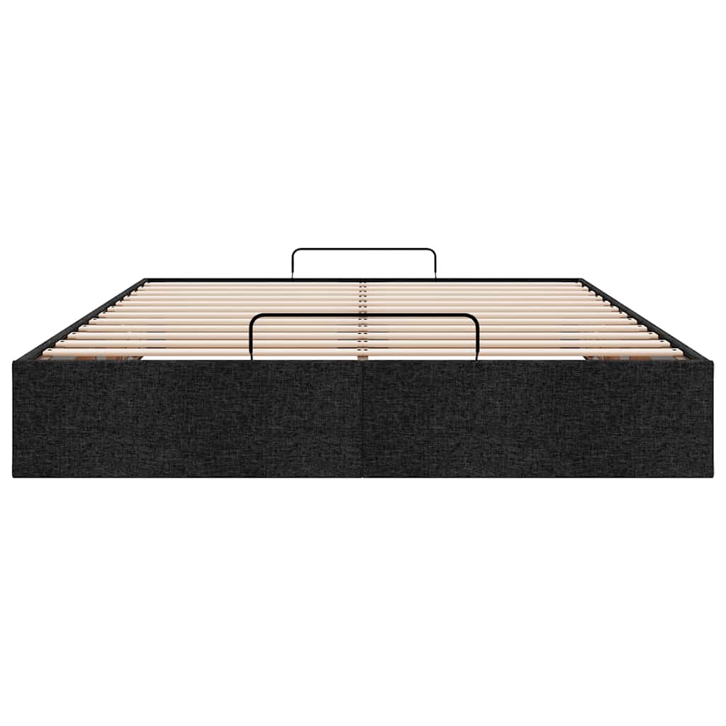 Struttura Letto Pouf senza Materasso Nero 140x190 cm in Tessuto