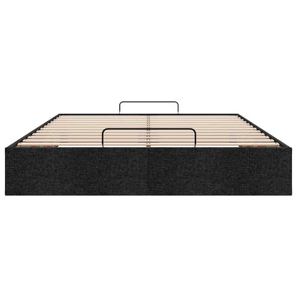 Struttura Letto Pouf senza Materasso Nero 140x190 cm in Tessuto