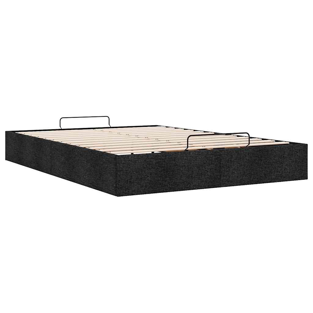 Struttura Letto Pouf senza Materasso Nero 140x190 cm in Tessuto