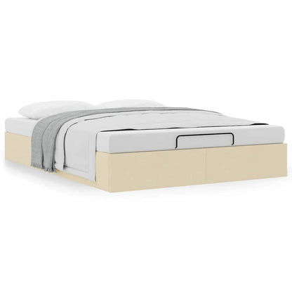 Struttura Letto Pouf senza Materasso Crema 140x190 cm Tessuto