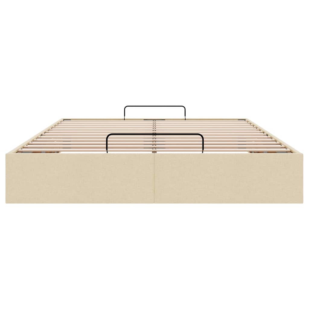 Struttura Letto Pouf senza Materasso Crema 140x190 cm Tessuto