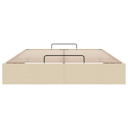 Struttura Letto Pouf senza Materasso Crema 140x190 cm Tessuto