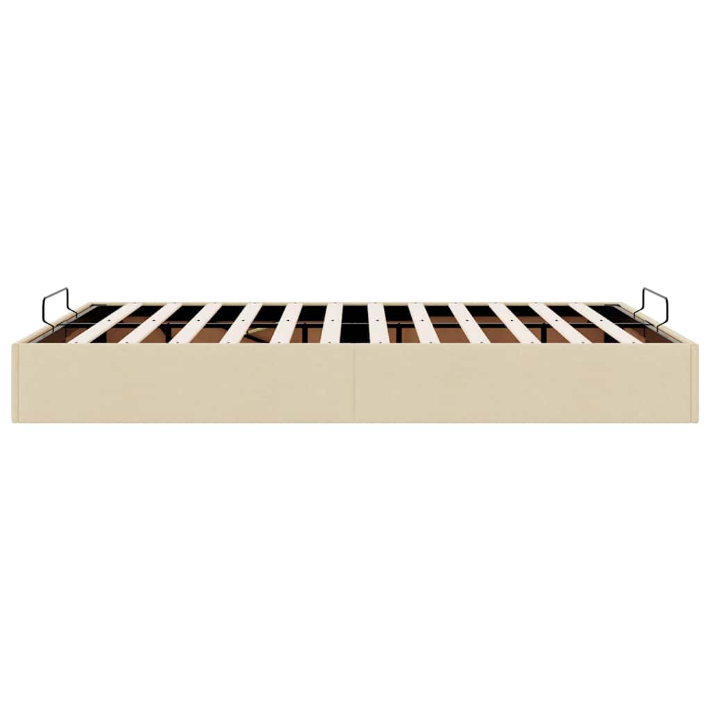 Struttura Letto Pouf senza Materasso Crema 140x190 cm Tessuto