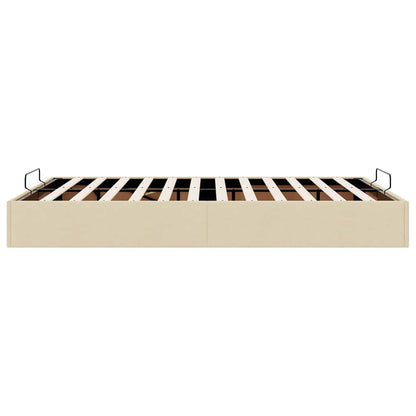 Struttura Letto Pouf senza Materasso Crema 140x190 cm Tessuto