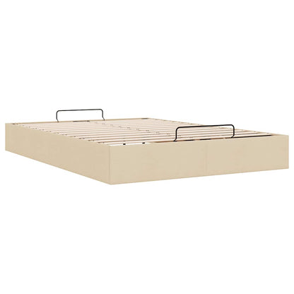 Struttura Letto Pouf senza Materasso Crema 140x190 cm Tessuto