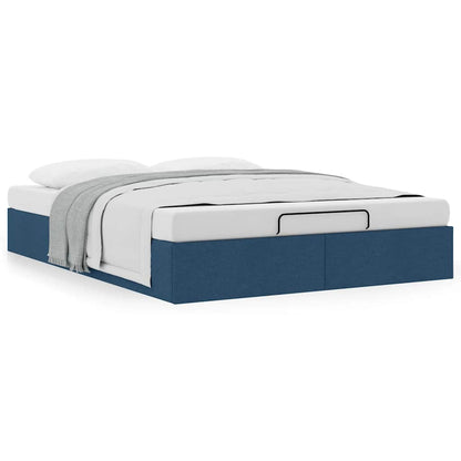 Struttura Letto Pouf senza Materasso Blu 140x190 cm in Tessuto
