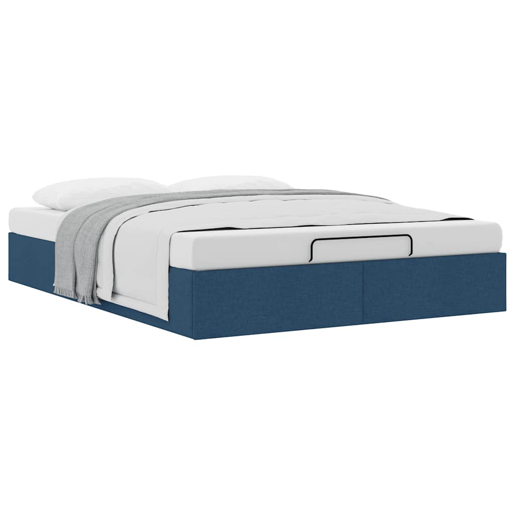 Struttura Letto Pouf senza Materasso Blu 140x190 cm in Tessuto