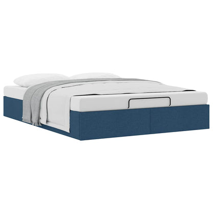 Struttura Letto Pouf senza Materasso Blu 140x190 cm in Tessuto