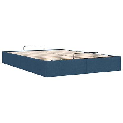 Struttura Letto Pouf senza Materasso Blu 140x190 cm in Tessuto