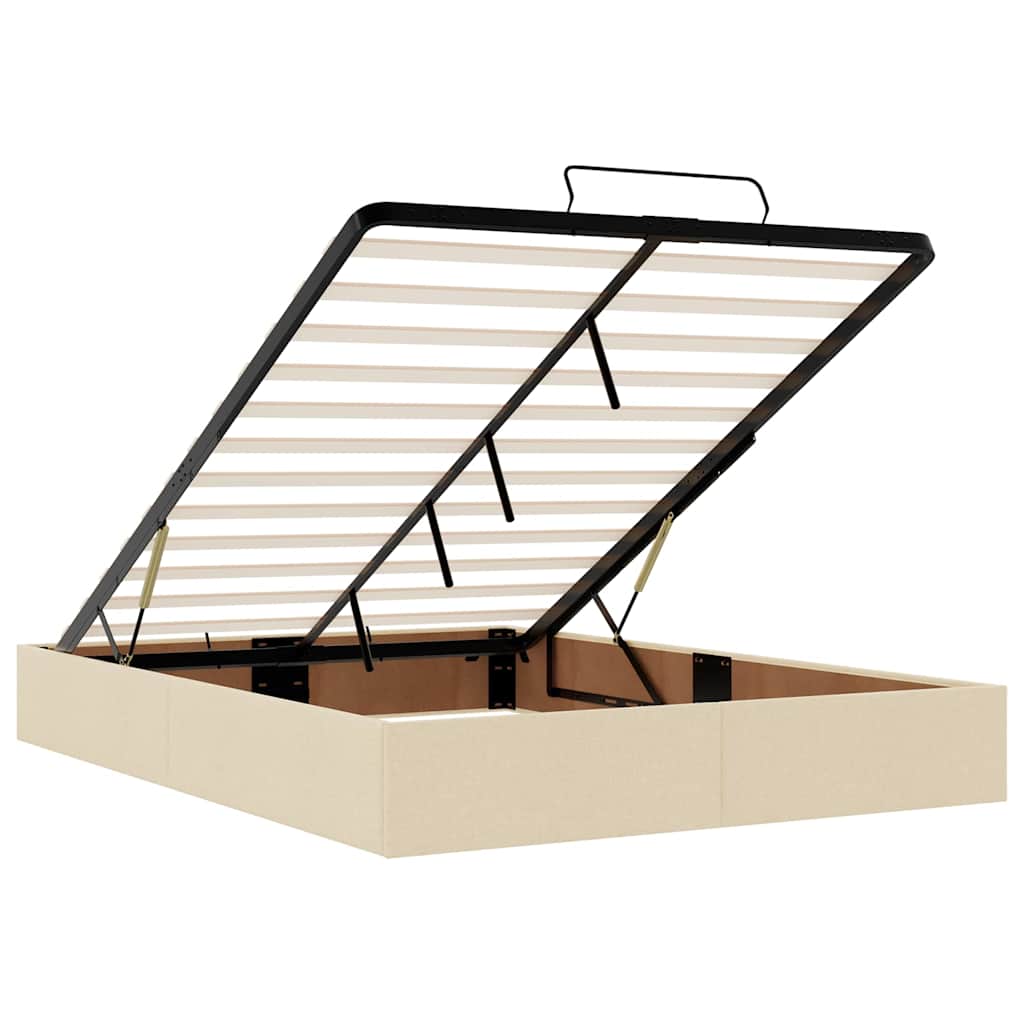 Struttura Letto Pouf senza Materasso Crema 140x200 cm Tessuto - homemem39