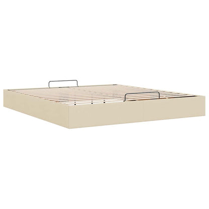 Struttura Letto Pouf senza Materasso Crema 160x200 cm Tessuto | homemem39