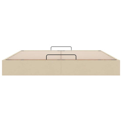 Struttura Letto Pouf senza Materasso Crema 160x200 cm Tessuto | homemem39