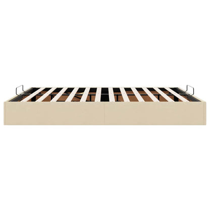 Struttura Letto Pouf senza Materasso Crema 160x200 cm Tessuto | homemem39
