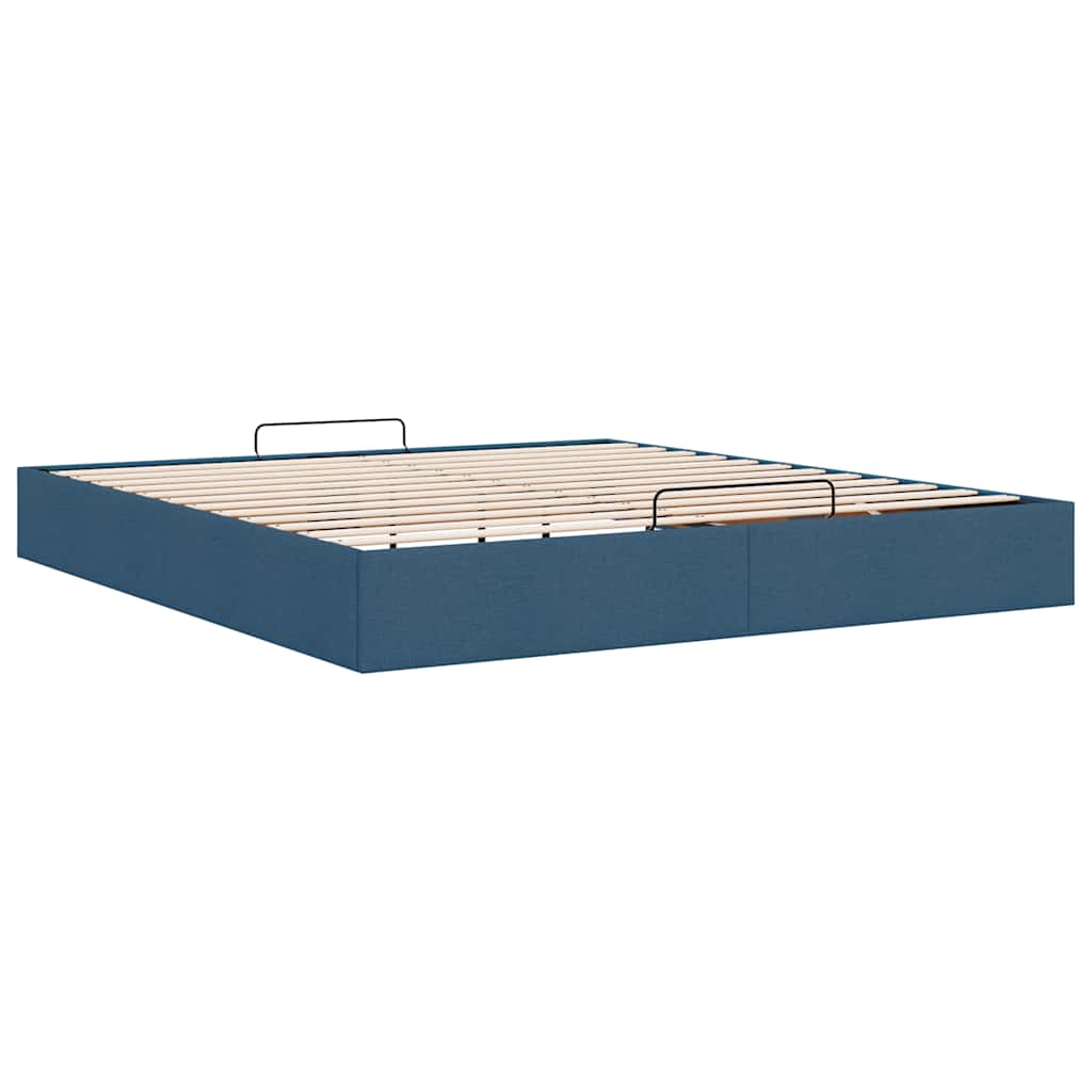Struttura Letto Pouf senza Materasso Blu 160x200 cm in Tessuto