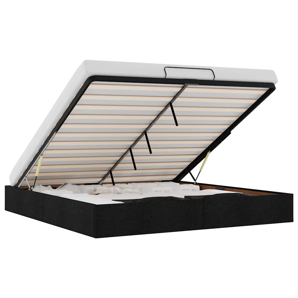 Struttura Letto Pouf senza Materasso Nero 180x200 cm in Tessuto - homemem39