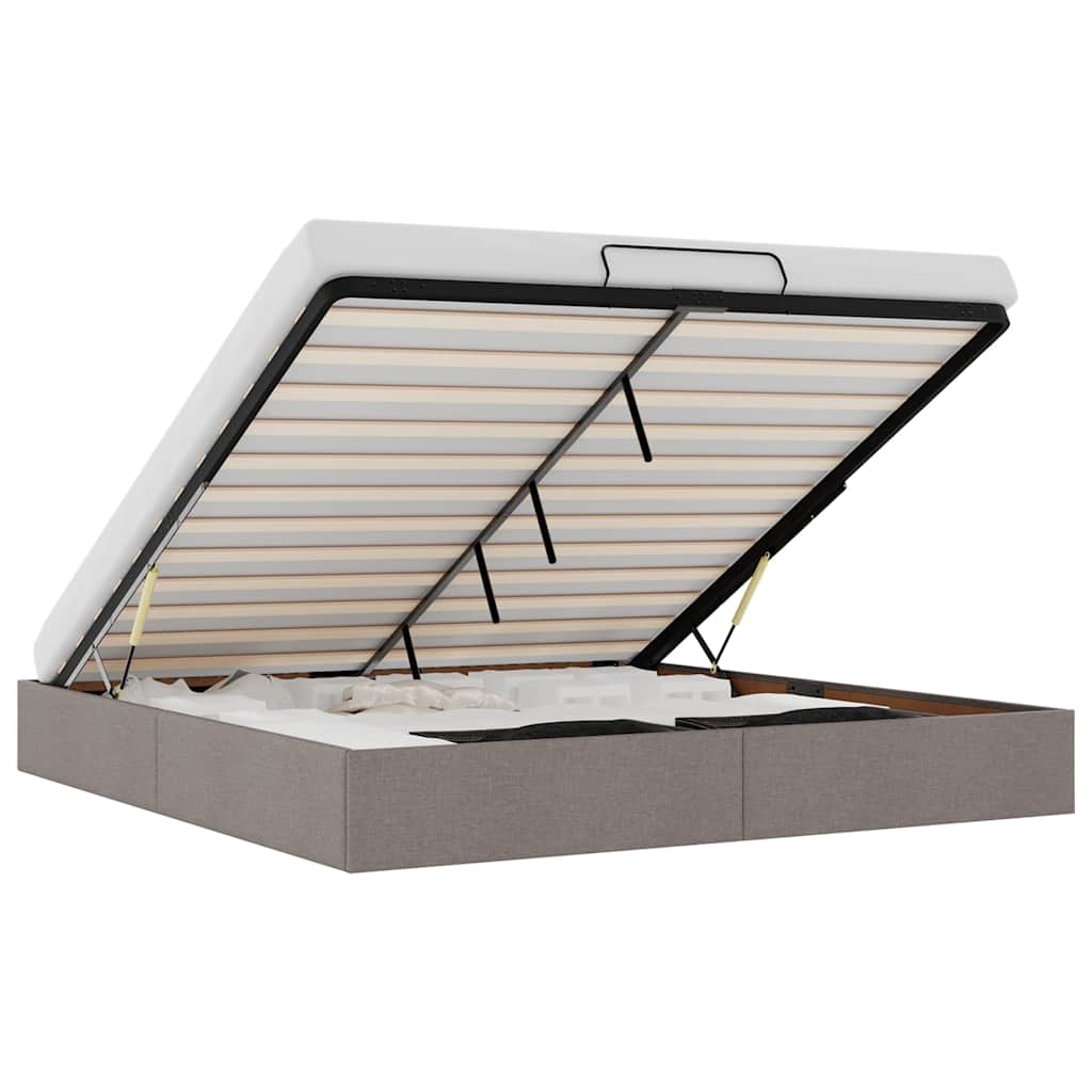 Struttura Letto Pouf senza Materasso Tortora 180x200 cm Tessuto