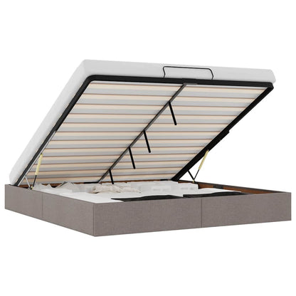 Struttura Letto Pouf senza Materasso Tortora 180x200 cm Tessuto