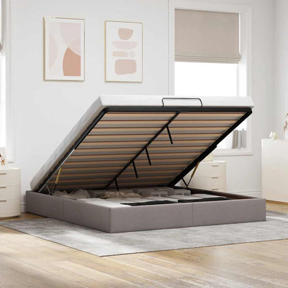 Struttura Letto Pouf senza Materasso Tortora 180x200 cm Tessuto