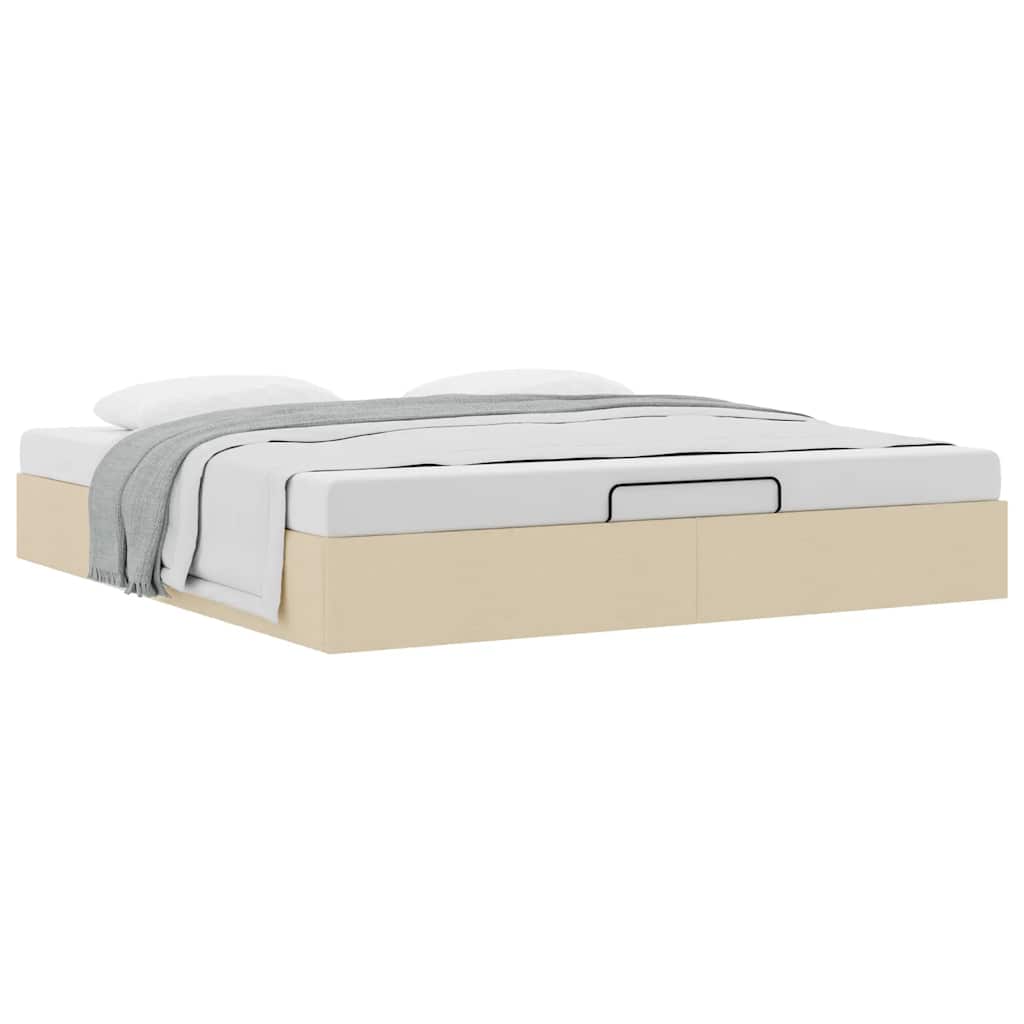 Struttura Letto Pouf senza Materasso Crema 180x200 cm Tessuto