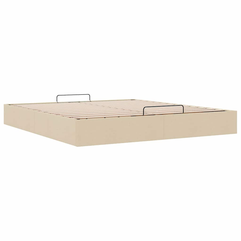 Struttura Letto Pouf senza Materasso Crema 180x200 cm Tessuto
