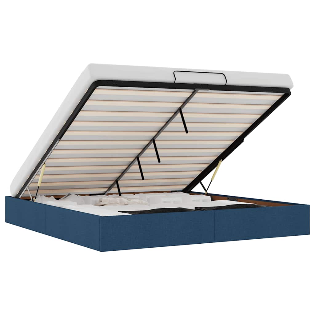 Struttura Letto Pouf senza Materasso Blu 180x200cm in Tessuto