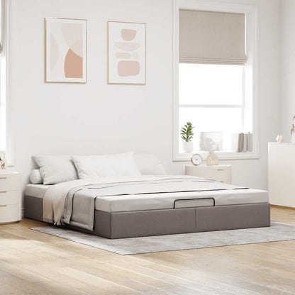 Struttura Letto Pouf senza Materasso Tortora 200x200 cm Tessuto