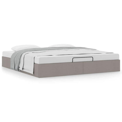 Struttura Letto Pouf senza Materasso Tortora 200x200 cm Tessuto