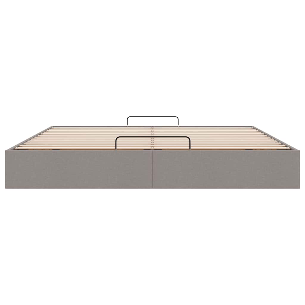 Struttura Letto Pouf senza Materasso Tortora 200x200 cm Tessuto
