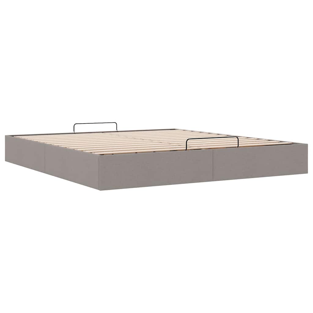 Struttura Letto Pouf senza Materasso Tortora 200x200 cm Tessuto