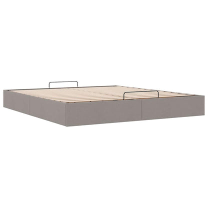 Struttura Letto Pouf senza Materasso Tortora 200x200 cm Tessuto
