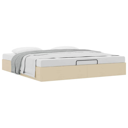 Struttura Letto Pouf senza Materasso Crema 200x200cm in Tessuto | homemem39