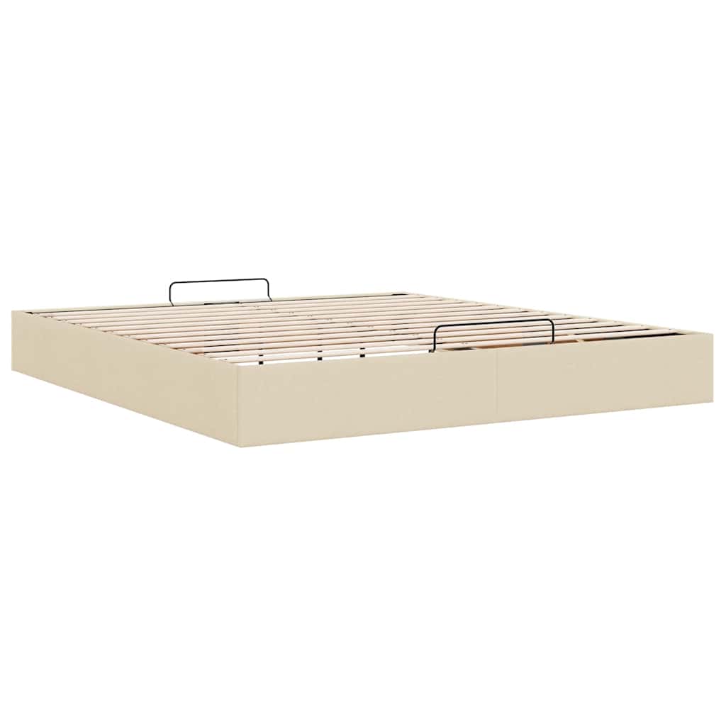 Struttura Letto Pouf senza Materasso Crema 200x200cm in Tessuto | homemem39