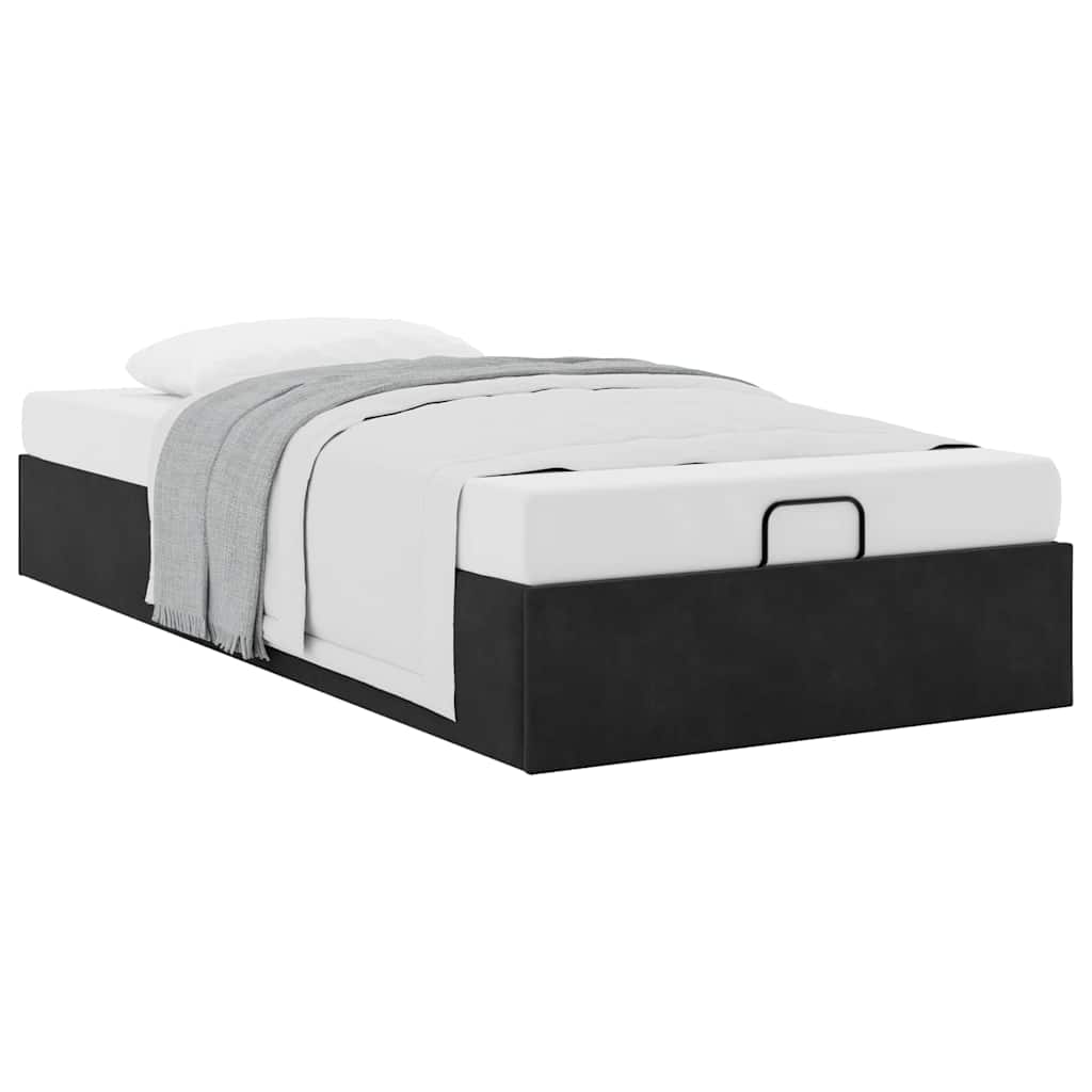 Struttura Letto Pouf Senza Materasso Nero 80x200 cm Velluto