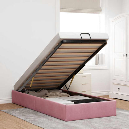 Struttura Letto Pouf Senza Materasso Rosa 80x200 cm Velluto | homemem39