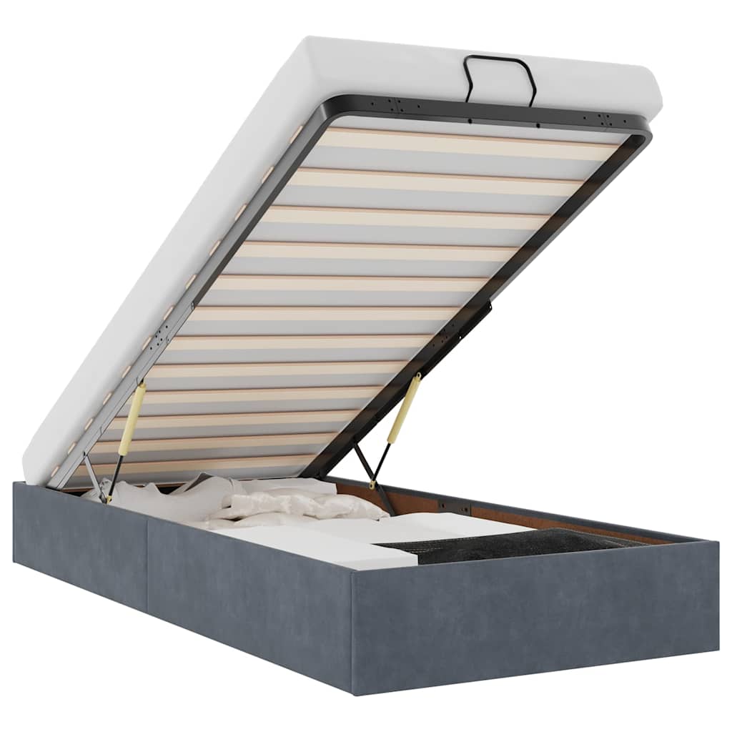 Giroletto senza Materasso Grigio Scuro 90x190 cm Velluto