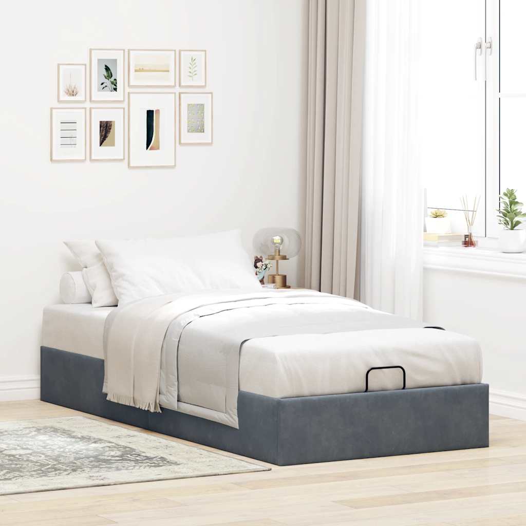 Giroletto senza Materasso Grigio Scuro 90x190 cm Velluto