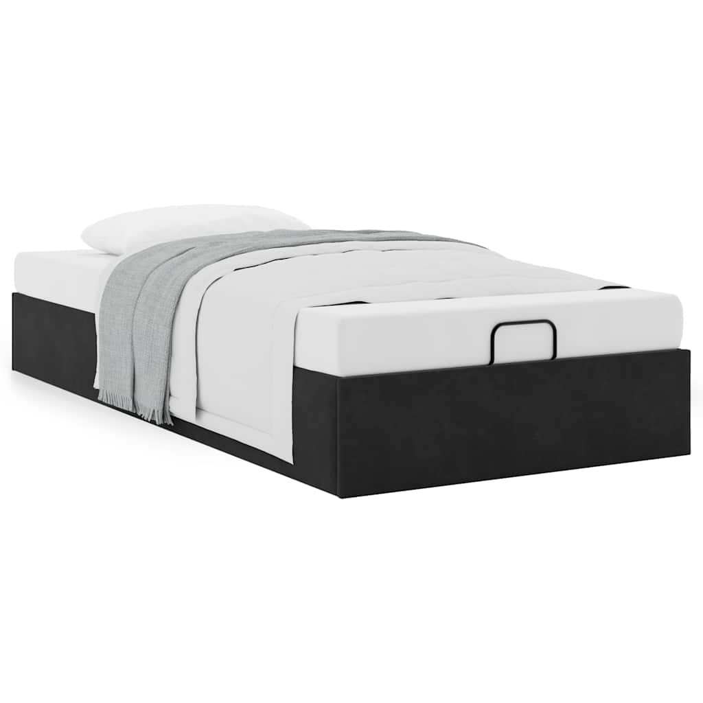 Struttura Letto Pouf Senza Materasso Nero 90x190 cm Velluto