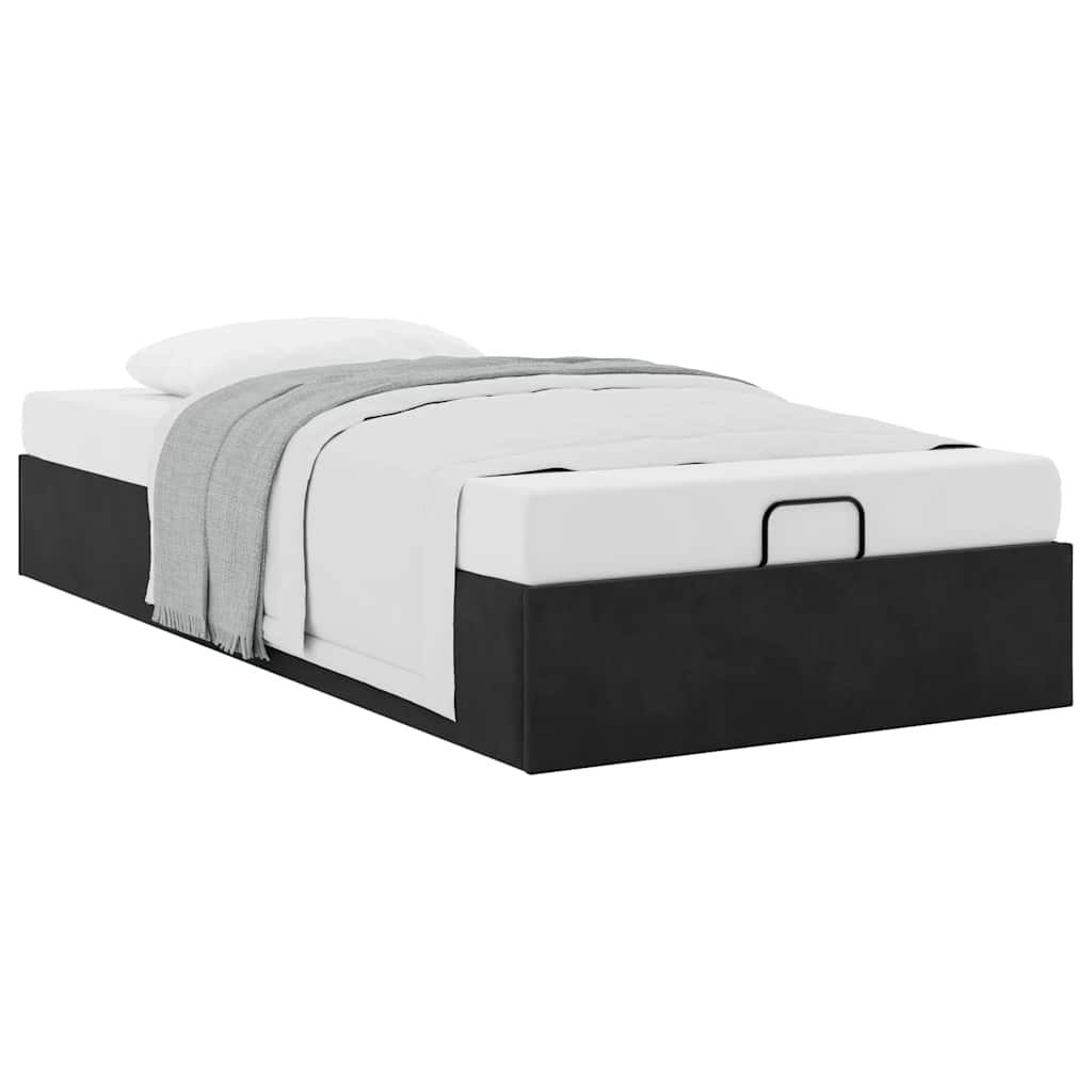 Struttura Letto Pouf Senza Materasso Nero 90x190 cm Velluto
