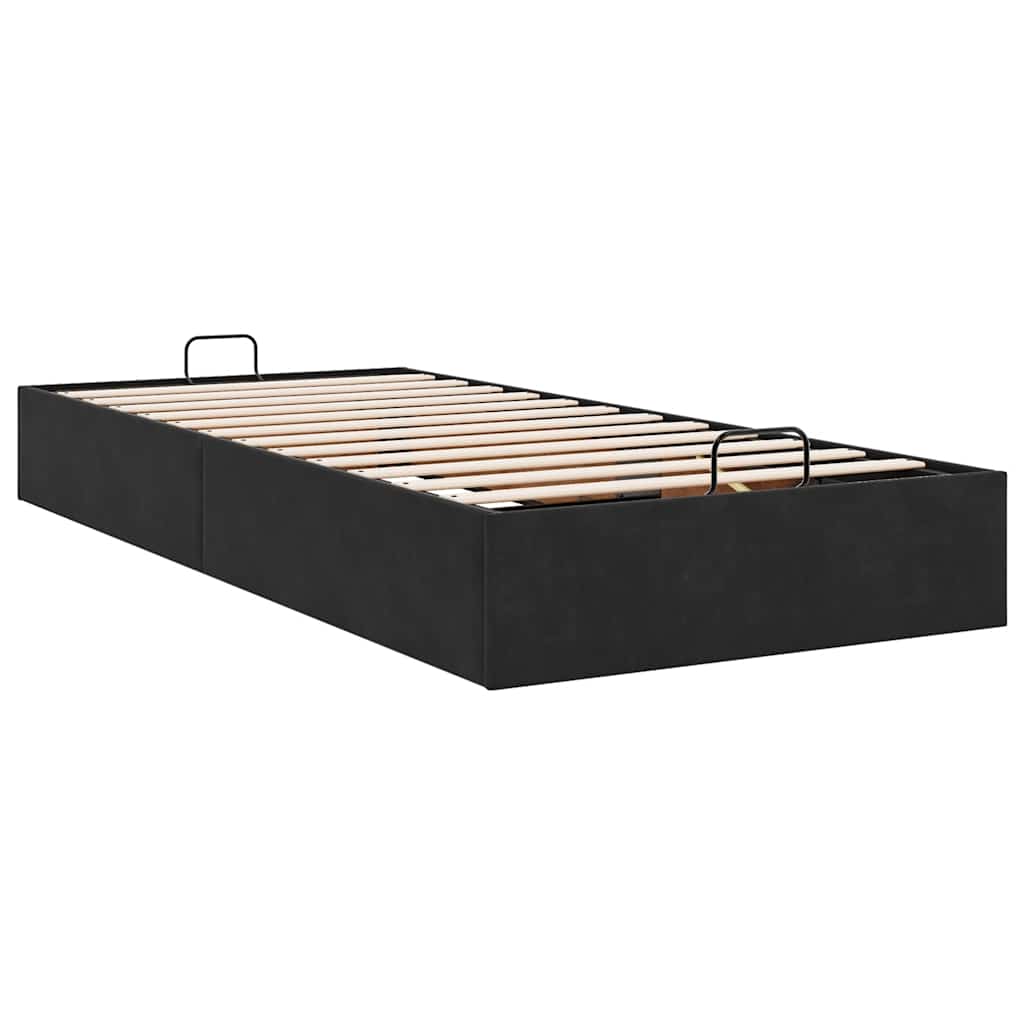 Struttura Letto Pouf Senza Materasso Nero 90x190 cm Velluto