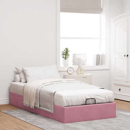 Struttura Letto Pouf Senza Materasso Rosa 90x190 cm Velluto