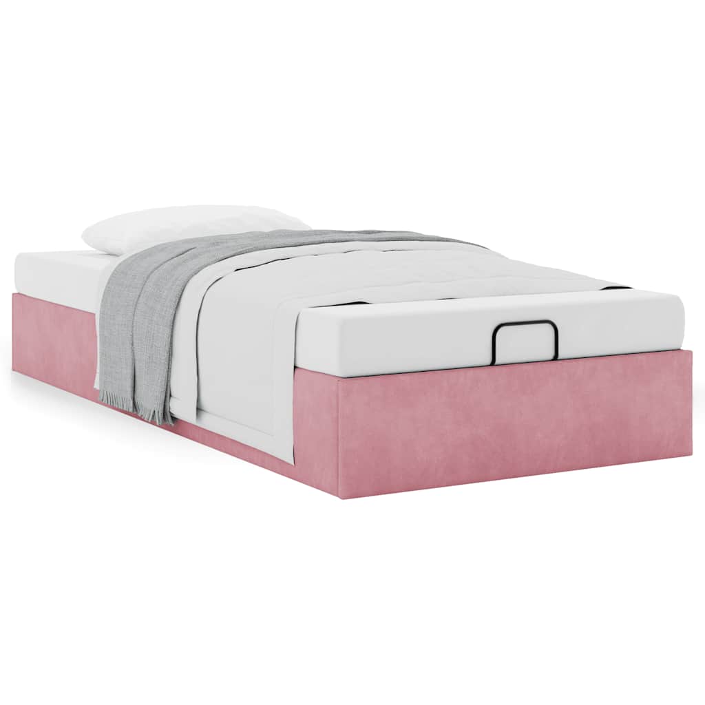 Struttura Letto Pouf Senza Materasso Rosa 90x190 cm Velluto