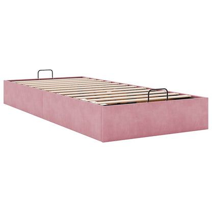 Struttura Letto Pouf Senza Materasso Rosa 90x190 cm Velluto | homemem39