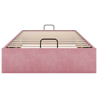Struttura Letto Pouf Senza Materasso Rosa 90x190 cm Velluto