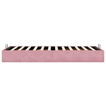 Struttura Letto Pouf Senza Materasso Rosa 90x190 cm Velluto