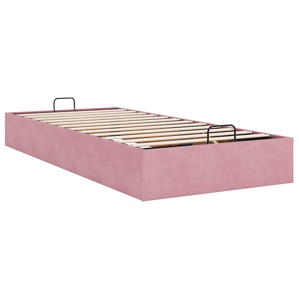 Struttura Letto Pouf Senza Materasso Rosa 90x190 cm Velluto