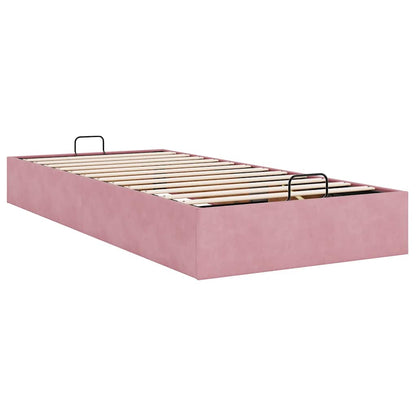 Struttura Letto Pouf Senza Materasso Rosa 90x190 cm Velluto