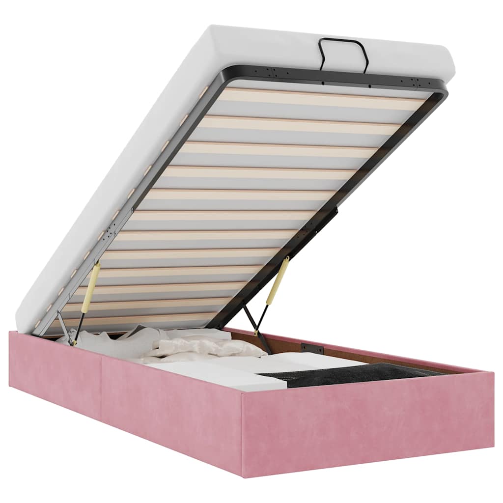 Struttura Letto Pouf Senza Materasso Rosa 90x200 cm Velluto - homemem39