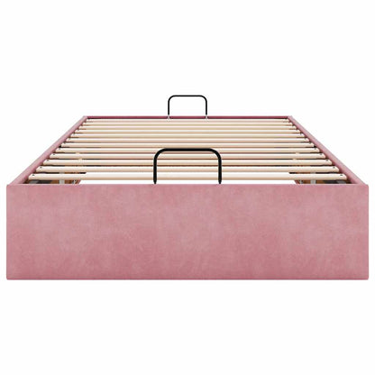 Struttura Letto Pouf Senza Materasso Rosa 90x200 cm Velluto - homemem39