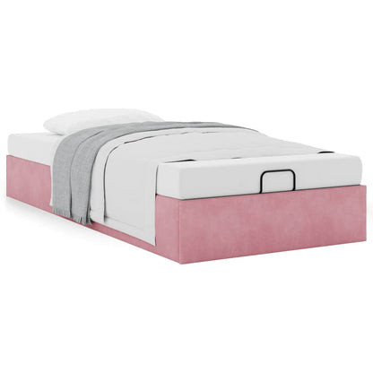 Struttura Letto Pouf Senza Materasso Rosa 100x200 cm Velluto