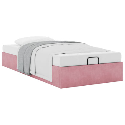 Struttura Letto Pouf Senza Materasso Rosa 100x200 cm Velluto